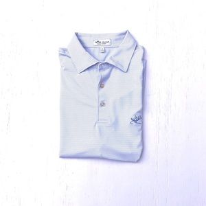 Peter Millar Light Blue & White Striped Polo